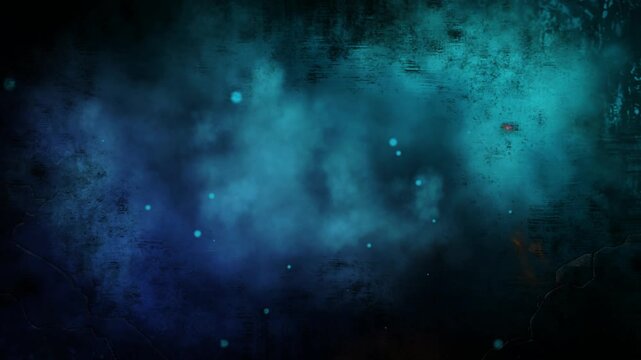 Nebula cloud swirls with vibrant teal and blue particles across a dark cosmic void to suggest the vast mystery of deep space and interstellar exploration for scientific or atmospheric backgrounds.