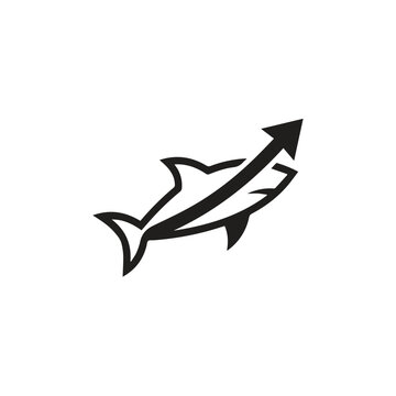 Abstract shark and upward arrow financial business logo with business, financial
