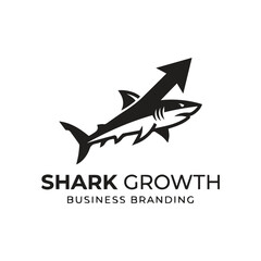 Fototapeta premium Shark growth business branding logo concept with arrow sign, business icon