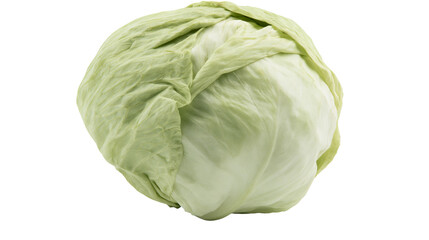 Fototapeta premium Fresh green iceberg lettuce head, crisp leafy vegetable isolated on transparent background