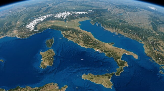 Italy from Space &ndash; Stunning Satellite View of the Italian Peninsula and Mediterranean Sea