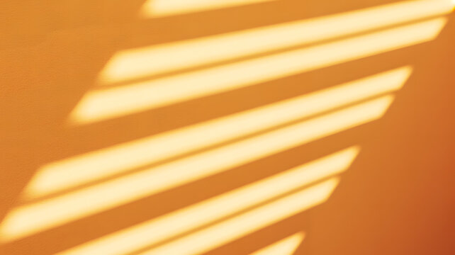 Warm Orange Wall With Diagonal Sunlight Stripes From Blinds