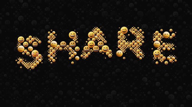 Animated Share Typography Loop Featuring Happy Emoji Design