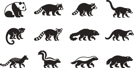 Set of wild animals and forest mammal icons. © Rahmat