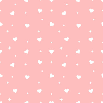 Cute Kawaii Pastel Pink Heart Seamless Pattern