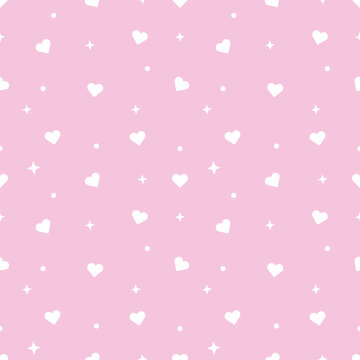 Cute Kawaii Pastel Rose Pink Heart Seamless Pattern