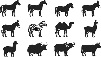 Collection of various farm and wild animal silhouettes. © Arzo