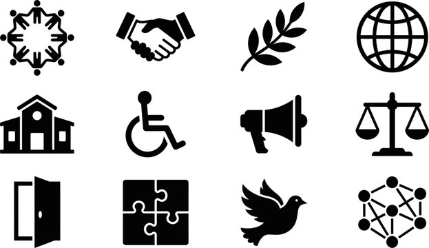 Collection of social and community themed vector icons.