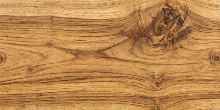 Close-up of natural teak wood grain texture with knots, showcasing its warm, rich brown tones and intricate patterns, perfect for design or architectural projects.