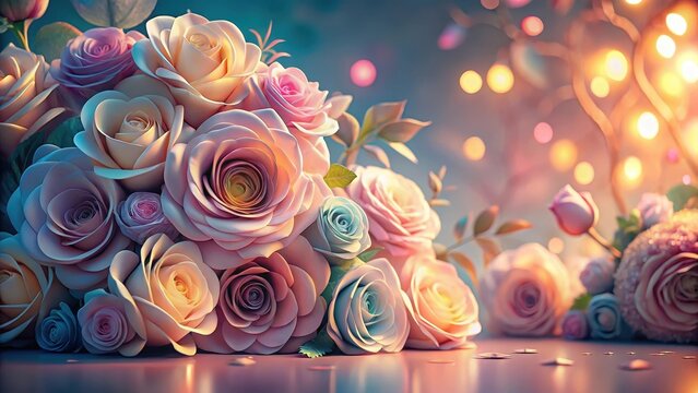 Soft color palette with roses  a variety of pastel shades soft color palette roses variety pastel shades abstract background minimalist design pastel
