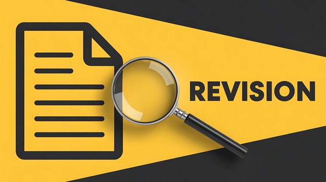 Document revision concept with magnifying glass and file icon