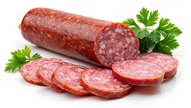 Sausage cutted isolated on white