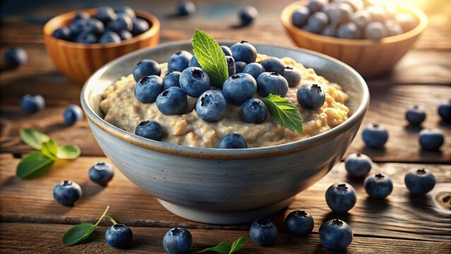 Oatmeal porridge with blueberries