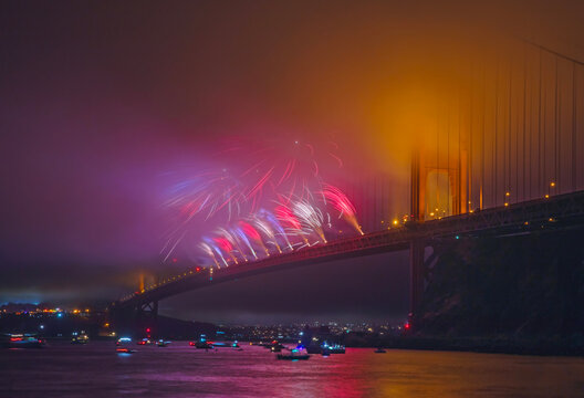 July 4th Firework Show in Golden Gate Bridge
