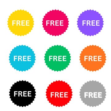 Free Badge Sticker Collection, Colorful Promotional Labels for Discount, Offer, Marketing and Ecommerce