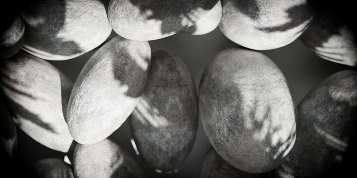 white marbled stones on a black background