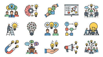 Colorful flat design icons for business and creativity concepts. © Boy