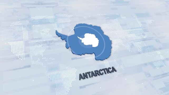 Displaying Antarctica Map With Flag On Technology World Map Background