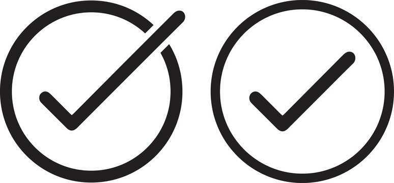 Two Minimalist Checkmark Icons Inside Circles Representing Success and Approval"