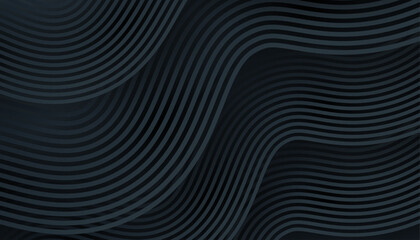 Naklejka premium Abstract dark black wavy line background with modern flowing stripe pattern