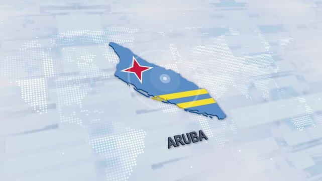 Displaying Aruba Map With Flag On Technology World Map Background