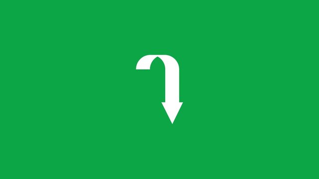 White uturn arrow icon isolated on a green background