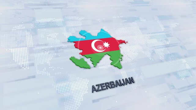 Displaying Azerbaijan Map With Flag On Technology World Map Background