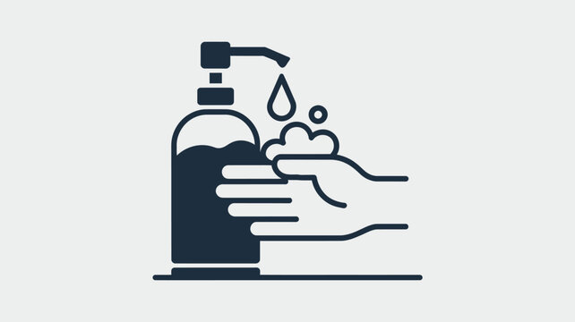 Hand washing gesture with a soap dispenser illustrates proper hygiene practices and sanitization standards needed for maintaining health in public or private restrooms and kitchen environments.