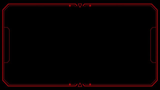 Futuristic Red HUD Frame Border Overlay Animation Loop - Sci-Fi Tech Screen Interface UI Elements