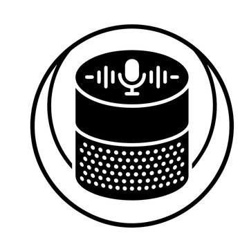 Voice enabled smart speaker home automation icon with assistant, technology