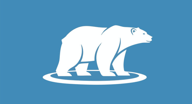 Polar bear on melting ice, climate change concept