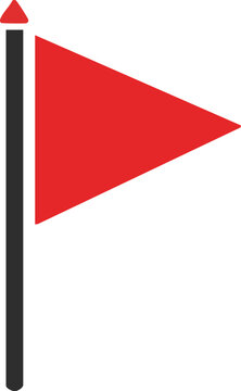 Red warning flag on a pole, symbolizing alert or danger