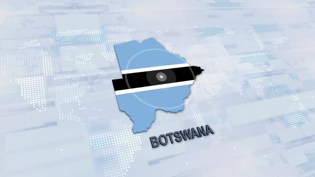 Displaying Botswana Map With Flag On Technology World Map Background