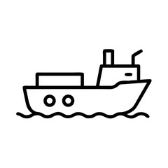 Obraz premium Cargo ship icon vector illustration for global logistics and shipping.