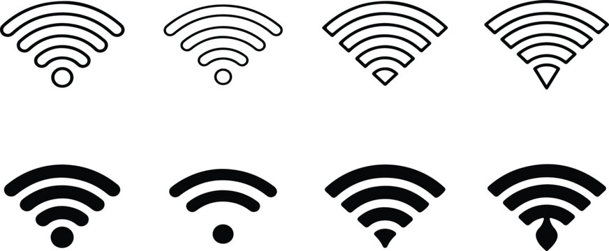 wifi icon. wireless wifi signal icons. internet connection access symbols.eps