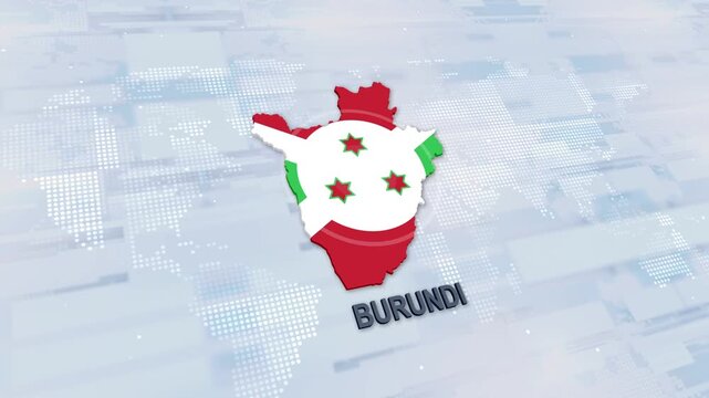 Displaying Burundi Map With Flag On Technology World Map Background