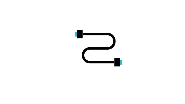 Mobile charging usb cable icon motion background.