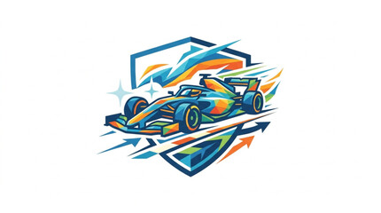Obraz premium Colorful Formula One Race Car Illustration.
