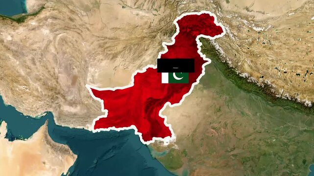 World map highlighting Pakistan, Asia region