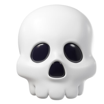 Cute 3D cartoon Skull, isolated on background. Character in clay style perfect for Halloween, Day of the Dead, horror themed, party, greeting cards, stickers, social media, game. 3d render

