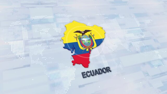 Displaying Ecuador Map With Flag On Technology World Map Background