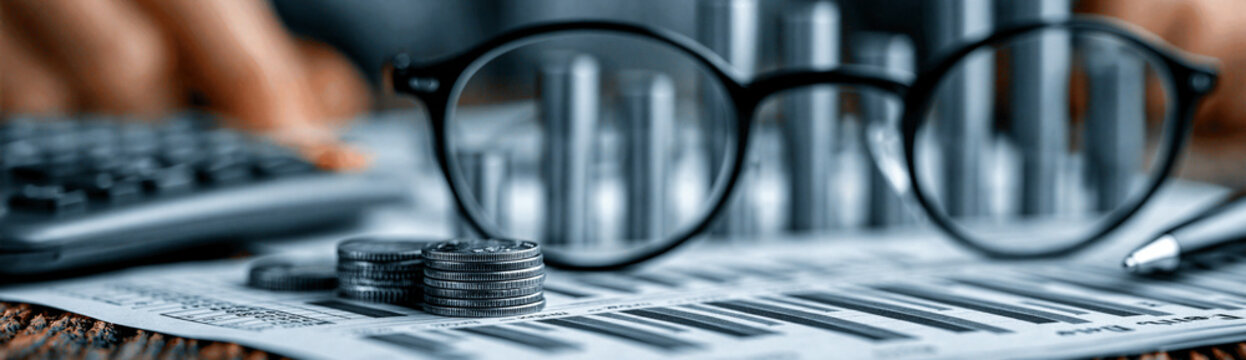A close-up shot of financial documents and charts, symbolizing the intricate analysis required in private company investments, portrayed in a magazine photography style