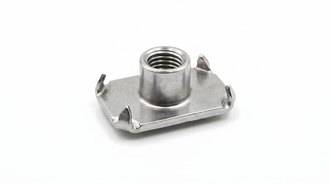 Steel T Nut Isolated on White Background for Furniture Hardware