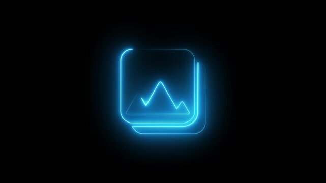 Neon Gallery icon set. Photo album symbol. Image, picture collection icon