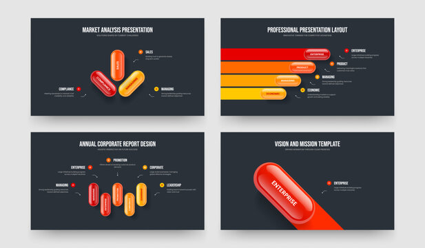 Market Report 3 4 5 1 Option Infographic Frame Template Bundle. Product Campaign Three Four Five One Step Diagram Slideshow Design Vector Illustration Set.