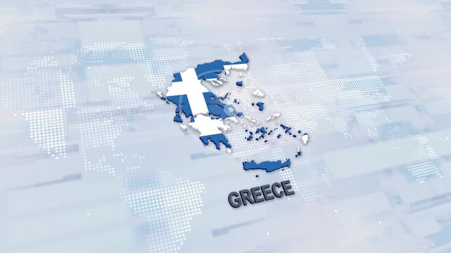 Displaying Greece Map With Flag On Technology World Map Background