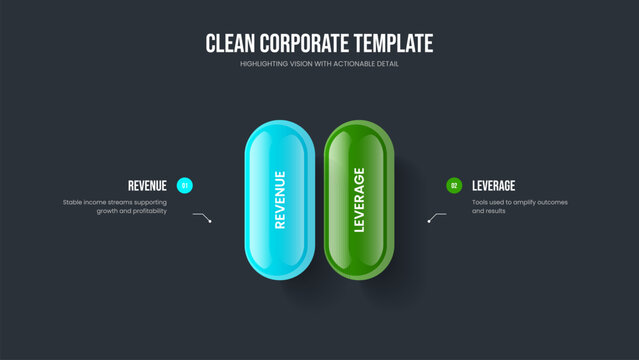 Marketing Briefing 2 Element Infographic Slideshow Layout. Modern Introduction Slide Design Vector Illustration. Digital Visualization Two Option Diagram Frame Template.