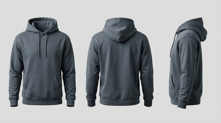 Blank Charcoal Hoodie Mockup Front Back Side View for Apparel Design Presentation and Clothing Brand Template © IamHydra13