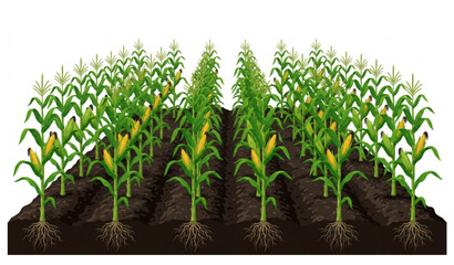 Premium growing maize crop farmland vector illustration © MstSompa