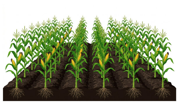 Premium growing maize crop farmland vector illustration